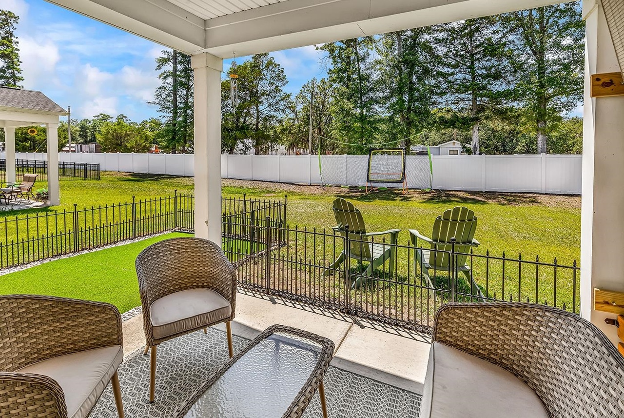 The home's actual covered back patio